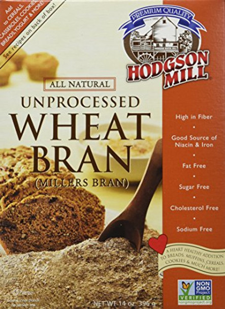 Hodgson Mills Wheat Bran - Unprocessed - Case of 6 - 12 oz