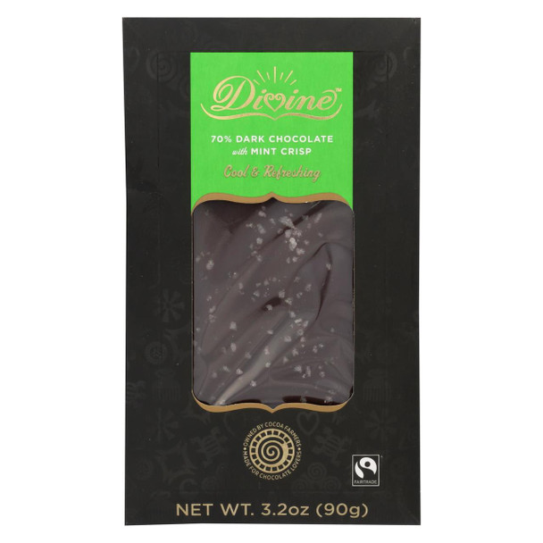 Divine Bar - 70% Dark Chocolate - Mint Crsps - Case of 12 - 3.2 oz