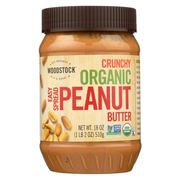 Woodstock Organic Crunchy Easy Spread Peanut Butter - 1 Each 1 - 18 OZ