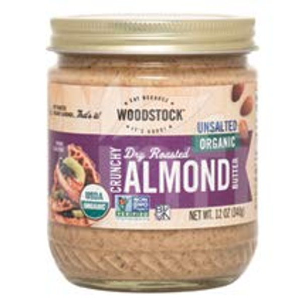 Woodstock Organic Almond Butter - Crunchy - Unsalted - 12 oz.