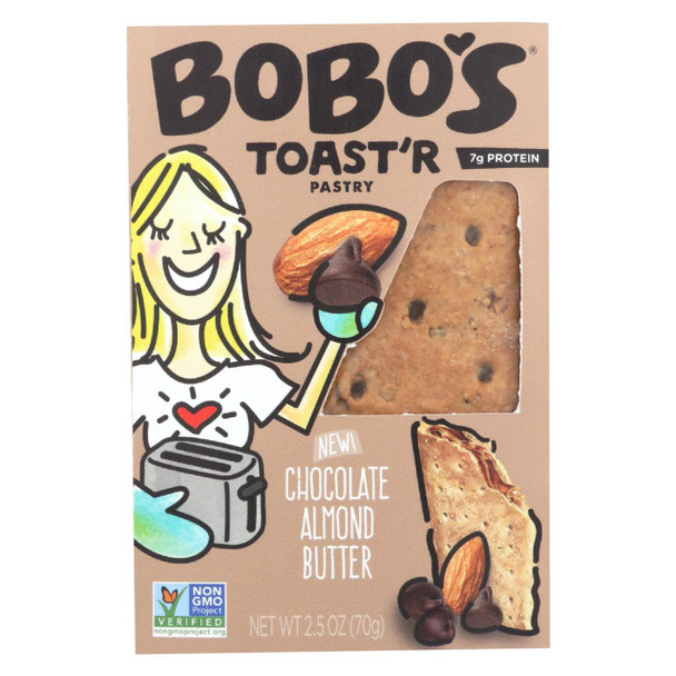 Bobo's Oat Bars - Toaster Pastry - Chocolate Almond Butter - Case of 12 - 2.5 oz.