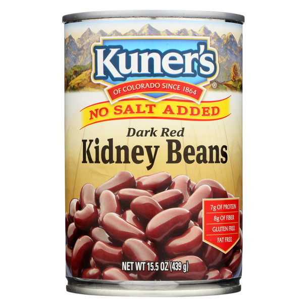 Kuner - Dark Red Kidney Beans - No Salt Added - Case of 12 - 15 oz.