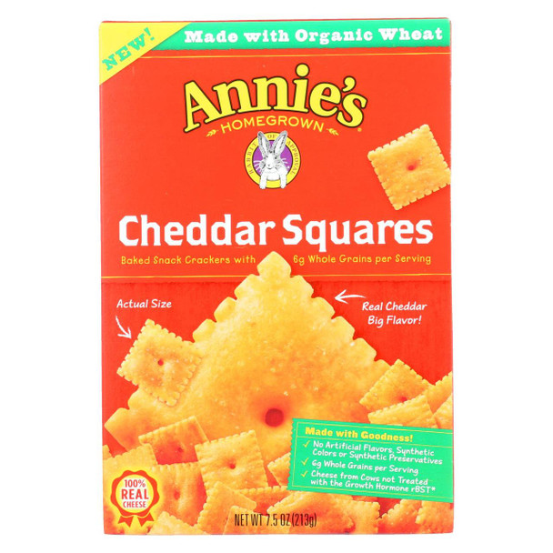 Annie's Homegrown - Cracker  Chedder Sqrs - Case of 12-7.5 oz.