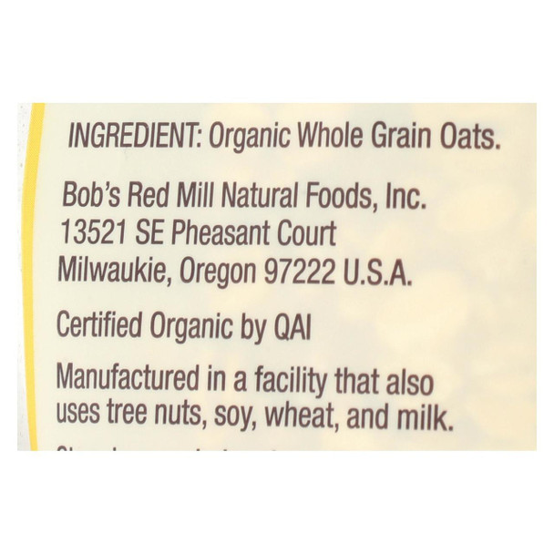 Bob's Red Mill - Oats - Organic Extra Thick Rolled Oats - Whole Grain - Case of 4 - 16 oz.