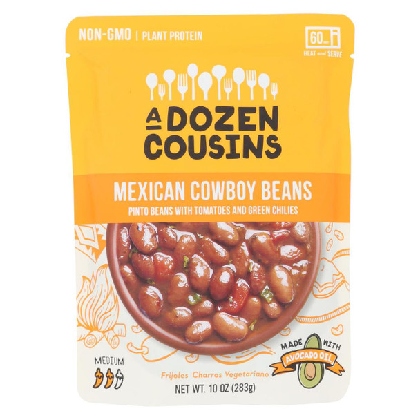 A Dozen Cousins - Ready to Eat Beans - Mexican Pinto - Case of 6 - 10 oz.