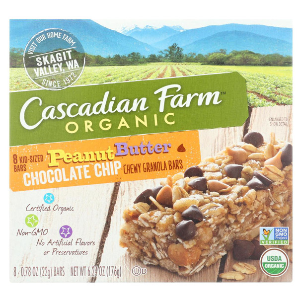 Cascadian Farm - Chewy Granola Bars - Peanut Butter Chocolate Chip - Case of 12 - 6.24 oz.