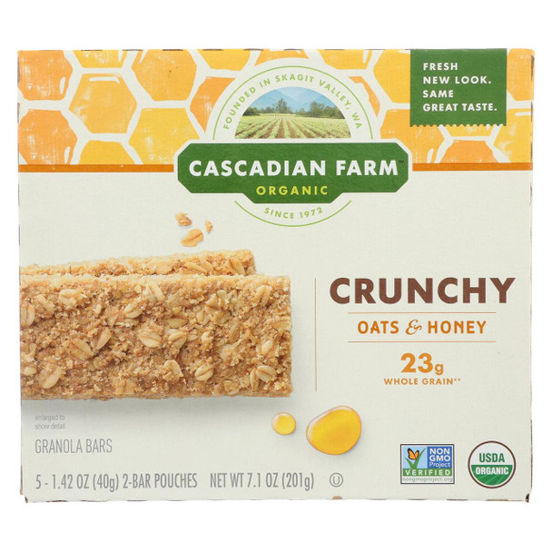 Cascadian Farm - Crunchy Granola Bars - Oat and Honey - Case of 12 - 7.1 oz.