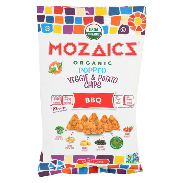 Mozaics - Popped Veggie and Potato Chips - BBQ - Case of 12 - 3.5 oz.