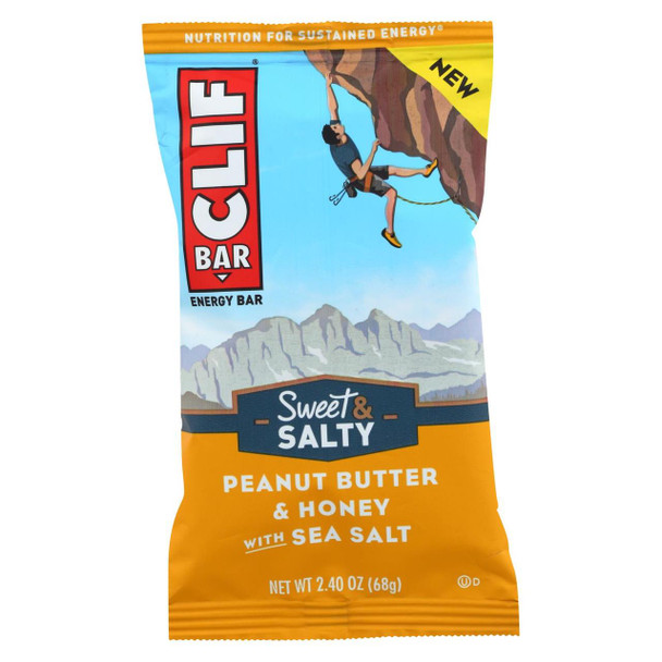 Clif Bar - Sweet and Salty Energy Bar - Peanut Butter and Honey with Sea Salt - Case of 12 - 2.4 oz.