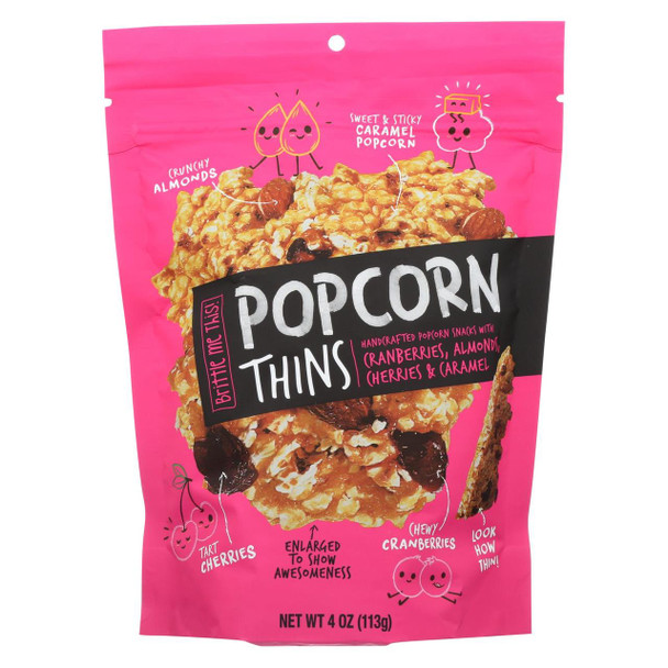 Brittle Me This - Popcorn Thins - Cranberries, Almonds, Cherries and Caramel - Case of 8 - 4 oz.