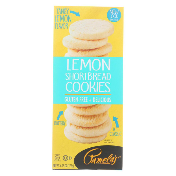 Pamela's Products - Cookies - Lemon Shortbread - Gluten-Free - Case of 6 - 6.25 oz.