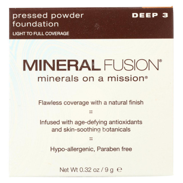 Mineral Fusion - Pressed Powder Foundation - Deep 3 - 0.32 oz.