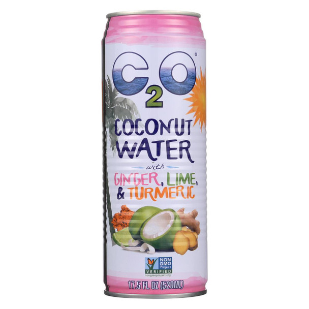 C2O - Pure Coconut Water - Ginger Lime and Tumeric - Case of 12 - 17.5 fl oz.