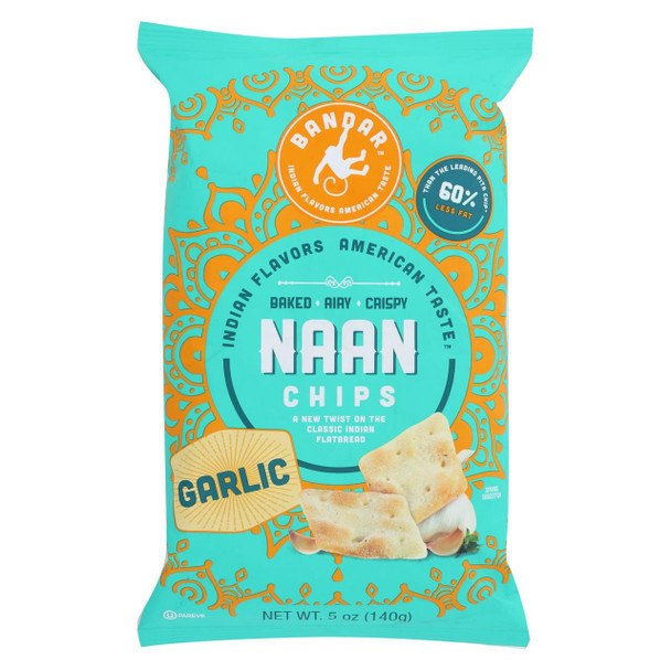 Bandar Monkey Foods - Naan Chips - Garlic - Case of 6 - 5 oz.