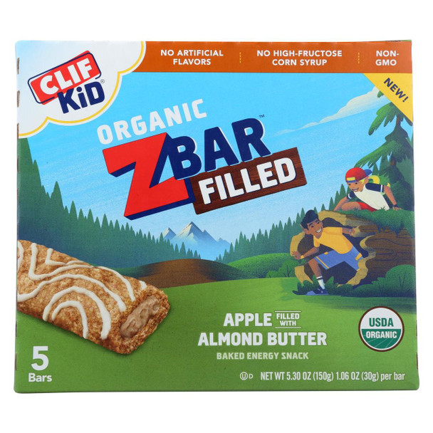 Clif Kid ZBar - Filled Organic ZBar - Apple with Almond Butter - Case of 8 - 5/1.06 oz.