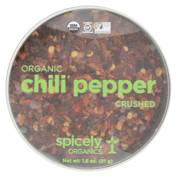 Spicely Organics - Organic Chili Pepper - Crushed - CS of 2-1.8 oz.