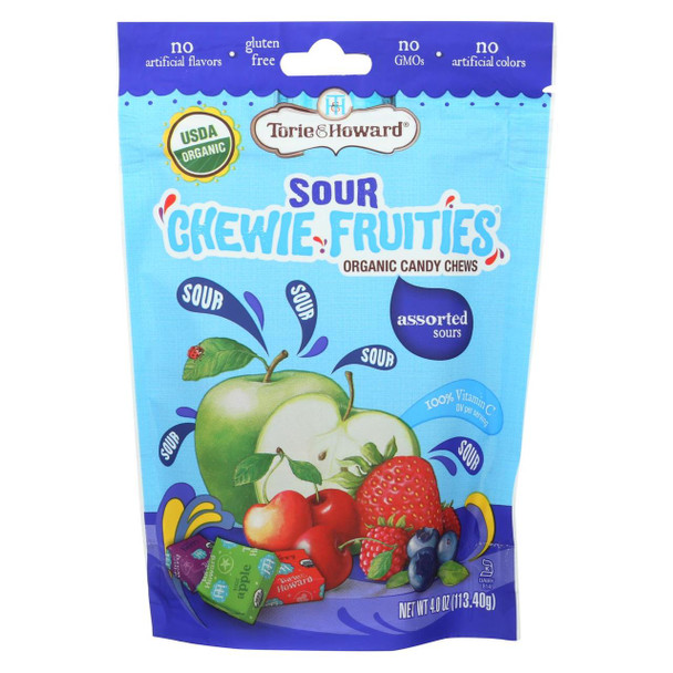 Torie and Howard - Chewy Fruities Organic Candy Chews - Sour Assorted - Case of 6 - 4 oz.