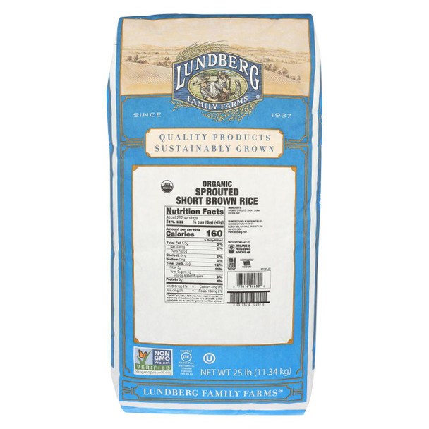 Lundberg Family Farms - Rice Og2 Sprtd Shrt Brwn - Case of 25 - lb.