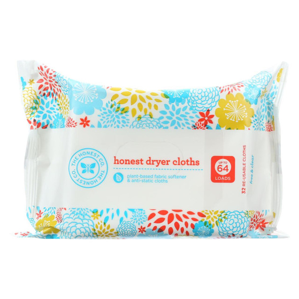 The Honest Company - Fabric Softener Dryer Cloths - Free and Clear - 32 Count