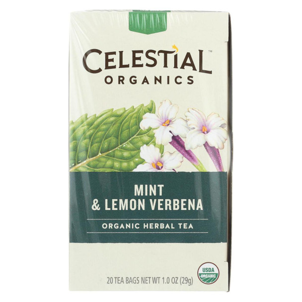 Celestial Seasonings - Organic Tea - Mint and Verbena - Case of 6 - 20 Bags
