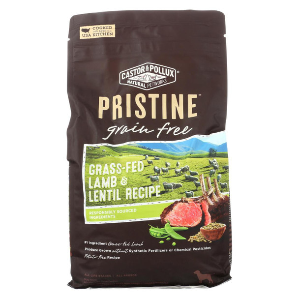 Castor and Pollux - Pristine Grain Free Dry Dog Food - Lamb and Lentil - Case of 5 - 4 lb.
