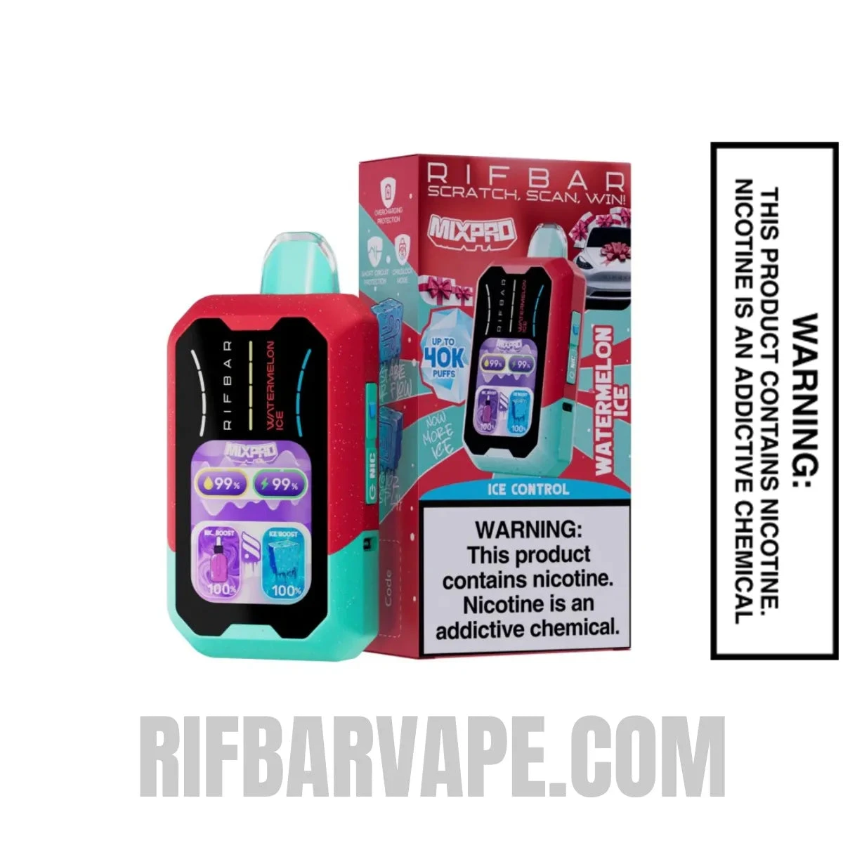 Watermelon Ice Rifbar MixPro Ice Disposable Vape with package box