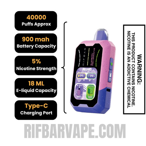 Blueberry Pink Lemonade Rifbar MixPro Sour Disposable Vape specifications