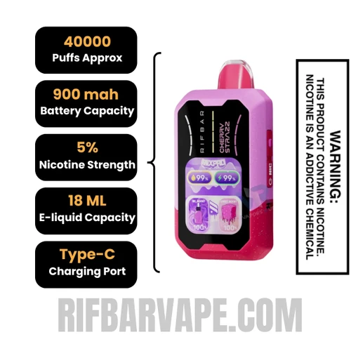 Cherry Strazz Rifbar MixPro Sweet Disposable Vape specifications