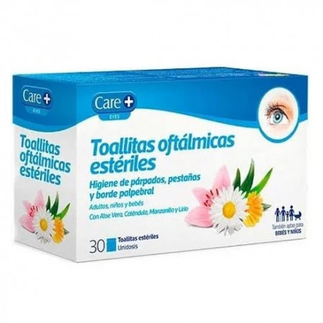 Care+ toallitas oftálmicas estériles 30 toallitas