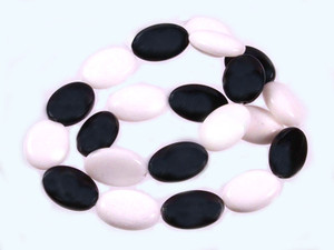 13x18mm Matte White Black Obsidian Oval Beads 15.5" [wa410m]