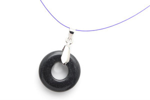 20mm Black Onyx Donut Pendant 1pc. [y906ap]