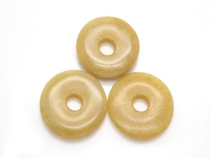 25mm Yellow Jade Donut Beads 2pcs. [y912a]