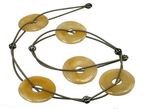 25mm Yellow Jade Donut Beads 15.5" natural [y912an]