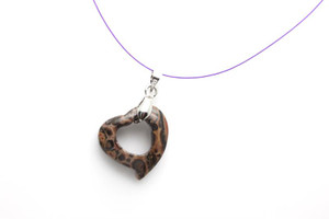 20mm Leopard Skin Heart in Heart Donut Pendant 1pc. [y919bp]