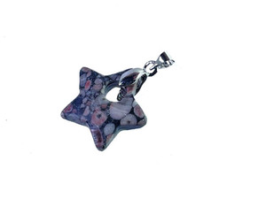20mm Fossil Jasper Star Donut Pendant 1pc. [y922ap]