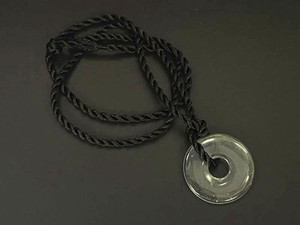 20mm Crystal Donut Pendant with Satin Rope Cord 17" & knot closure [y950ar]