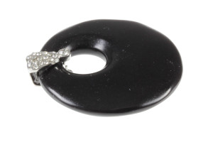 50mm Black Onyx Ago-Go Pendant With Rhinestone [y698ad]