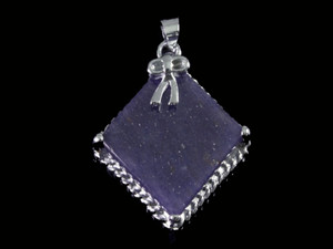 15x15mm Blue Aventurine Square Pendant Brass Silver Plated [y841h]
