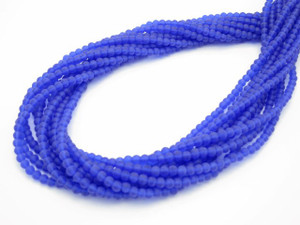 3mm Matte Blue Quartz Round 100 Beads synthetic [3a36m]