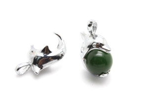 25mm Jumping Dolphin Pendant With 12mm B c Jade Ball [y745-c48]