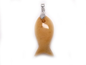 32mm Golden Jade Fish Pendant [y103h]