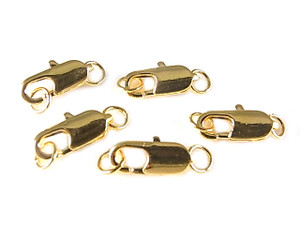 6x15mm 14K Gold Plated Lobster Claw & 2 Closing Rings 5 Sets [y359b]
