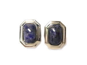 16x20mm Sodalite Octagon Surgical Steel Post Earring [y336c]