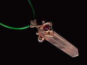 925 Sterling Silver 45mm Rose Quartz Healing Crystal Point Pendant [y731-b1]