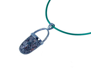 15x38mm Fossil Jasper Bullet Silver Plated Pendant [y851j]