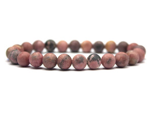 6mm Matte Rhodonite with Matrix Elastic Bracelet 7.5" natural [b2r14m]