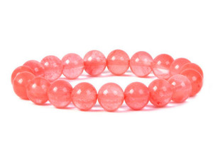 10mm Cherry Quartz Elastic Bracelet 7.5" synthetic [b4a41]