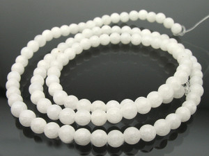 4mm White Jade Round Beads 15.5" natural [4b40]