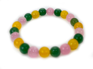 6mm Rose Quartz + Mix Jade Elastic Bracelet 7.5" dyed [b2s5]