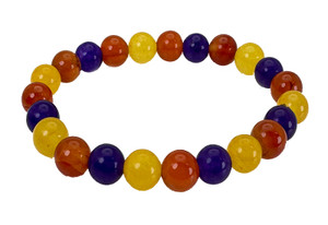 8mm Mix Agate & Jade Elastic Bracelet 7.5" dyed [b3s4]